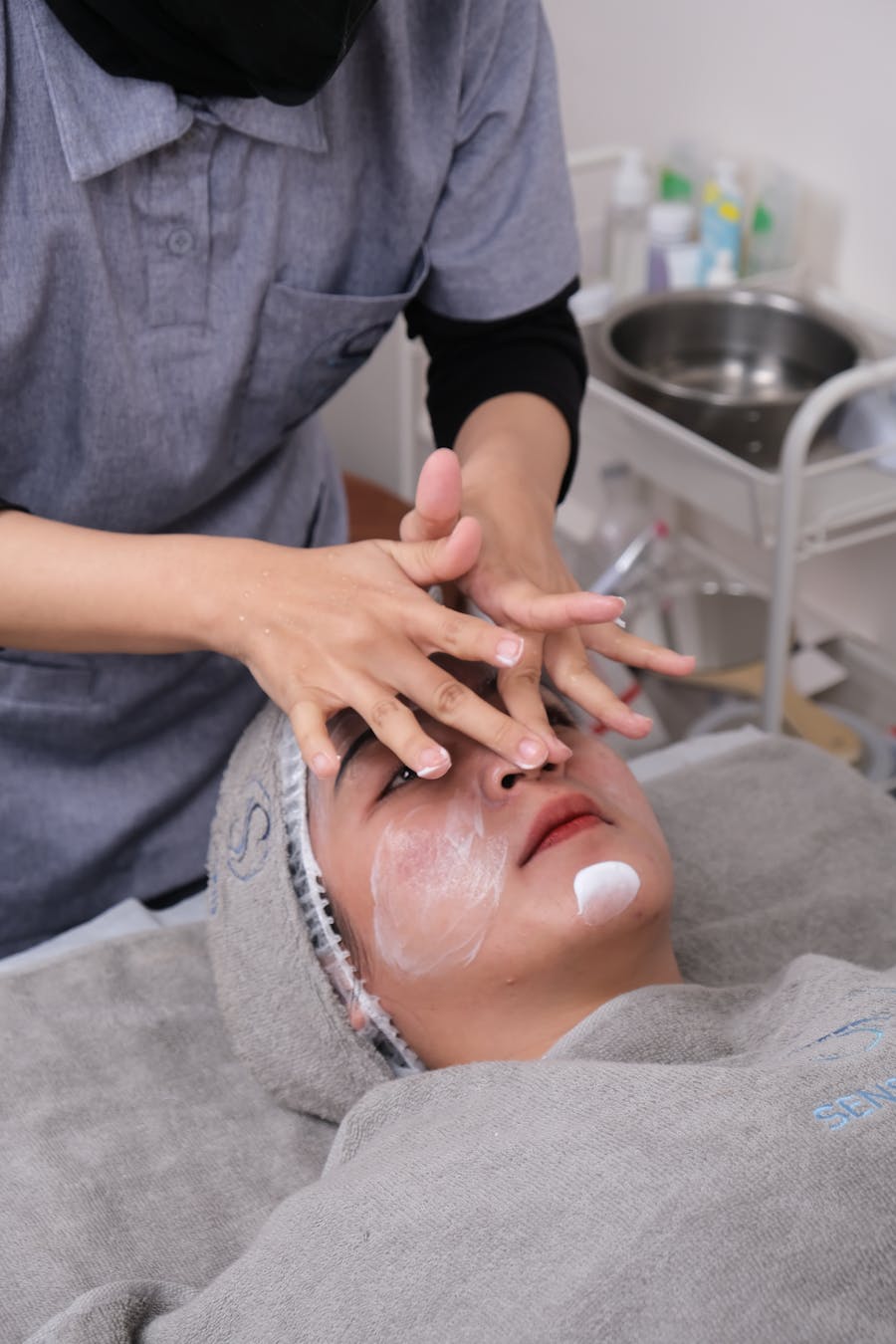 Professional facial treatment in a spa setting