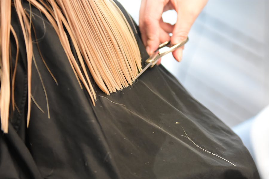 Close-up of a haircut and salon styling